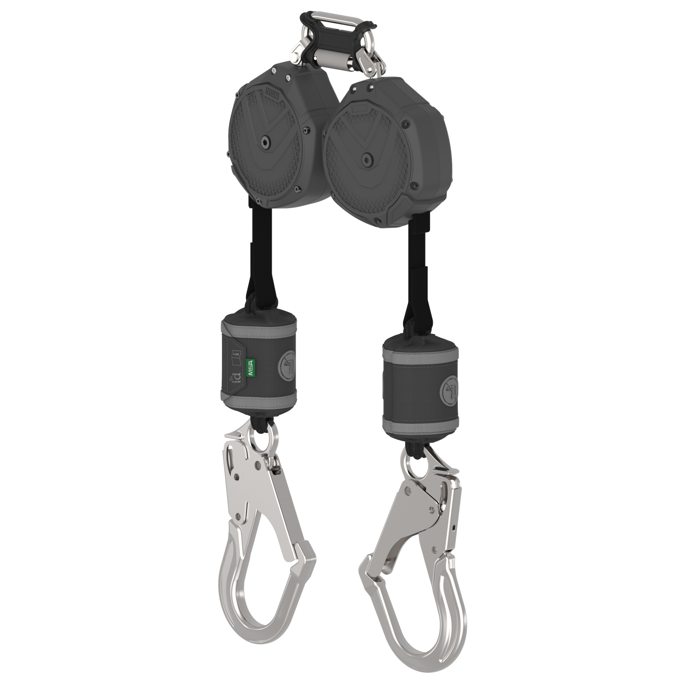 V-SHOCK PFL, 10', twin-leg, AL36CL Snaphook, twin triple action carabiner (top), ANSI Z359.14